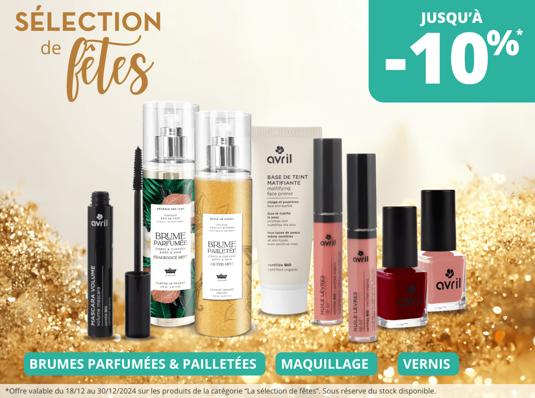 la sélection de fêtes en promo : vernis, maquillage, brumes parfumées 