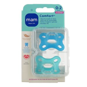 Boite de 2 Comfort Bleu 0-2 mois silicone 