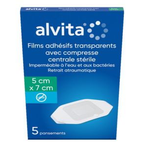 Films adhésifs stériles transparents avec compresse 5x7cm Boite de 5