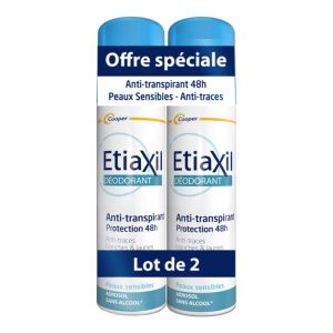 Déodorant anti-transpirant protection 48h peaux sensibles aérosol - 2 Spray de 150ml