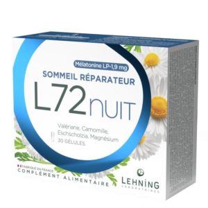 Nuit sommeil réparateur mélatonine LP 1,9mg gélules - Boite de 30