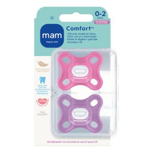 Boite de 2 Comfort Rose 0-2 mois silicone