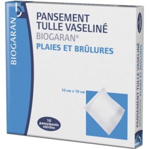 Pansement tulle vaseliné 10cm x 10cm - Boite de 10